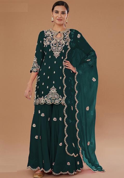 Green Embriodery Silk Salwar Set