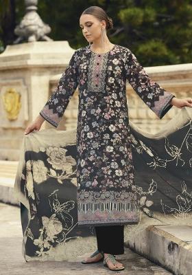 Black Embroidered Cotton Kurta Set