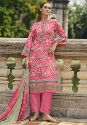 Pink Embroidered Cotton Kurta Set