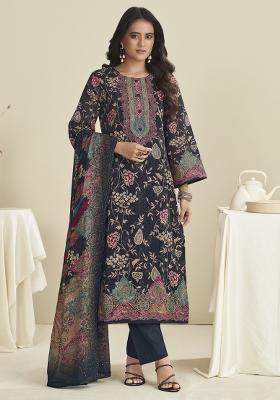 Black Embroidered Cotton Kurta Set