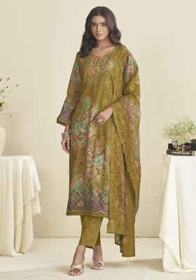 Green Embroidered Cotton Kurta Set