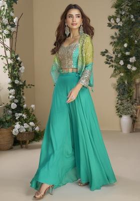 Sky Embroidery Chinon Salwar Suit Set