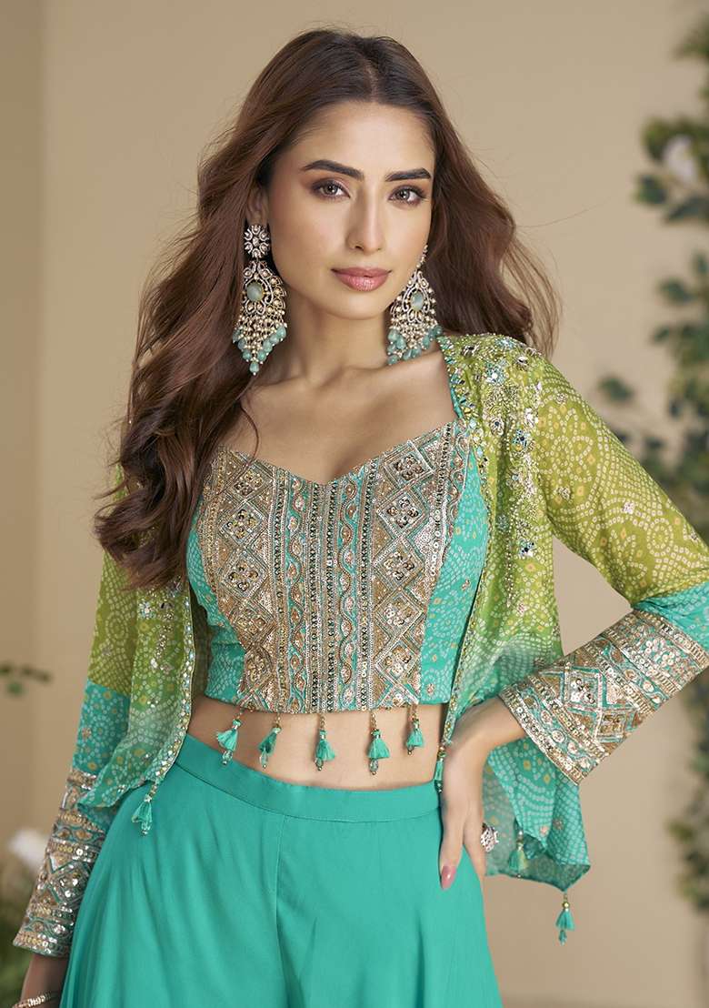 Sky Embroidery Chinon Salwar Suit Set - Indya