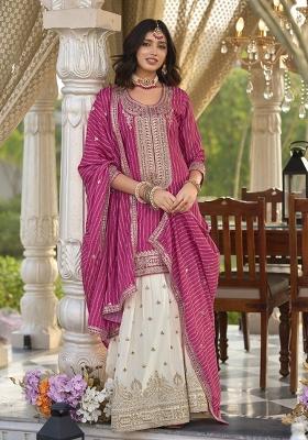 Pink Embroidery Chinon Salwar Suit Set