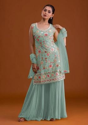 Sky Embroidery Georgette Salwar Suit Set