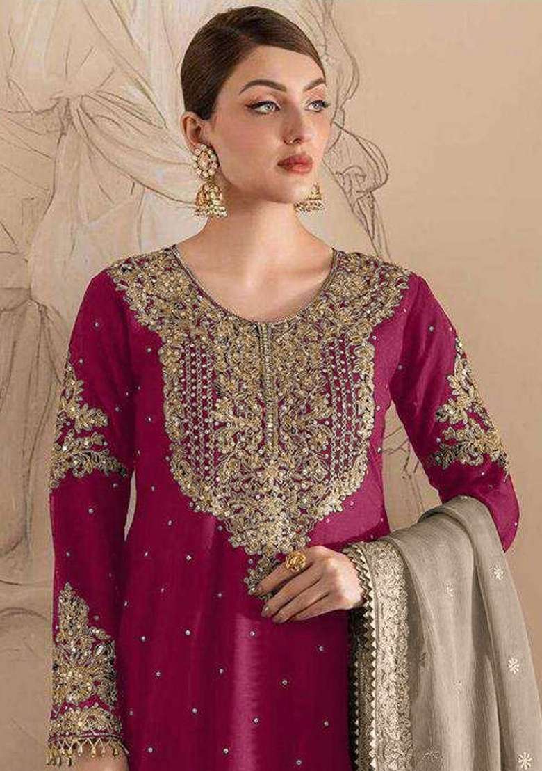 Rani Embroidery Fox Georgette Sharara Set - Indya