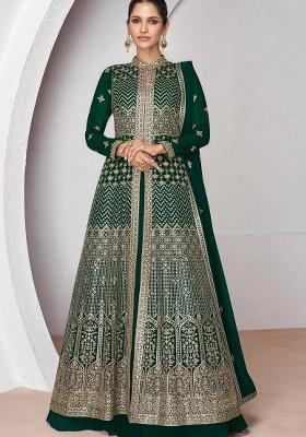 Green Embroidery Georgette Anarkali set