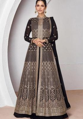 Black Embroidery Georgette Anarkali set
