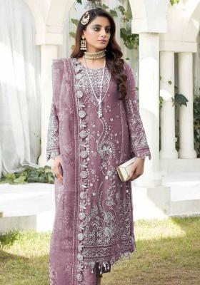 Pink Embroidered Georgette Pakistani Suit Set