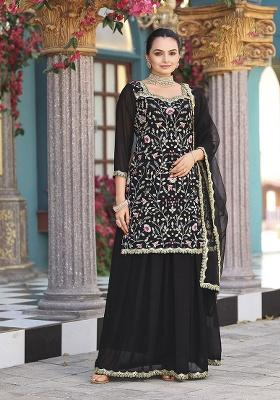Black Embroidery Georgette Salwar Suit