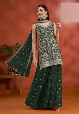 Green Embroidery Georgette Salwar Suit