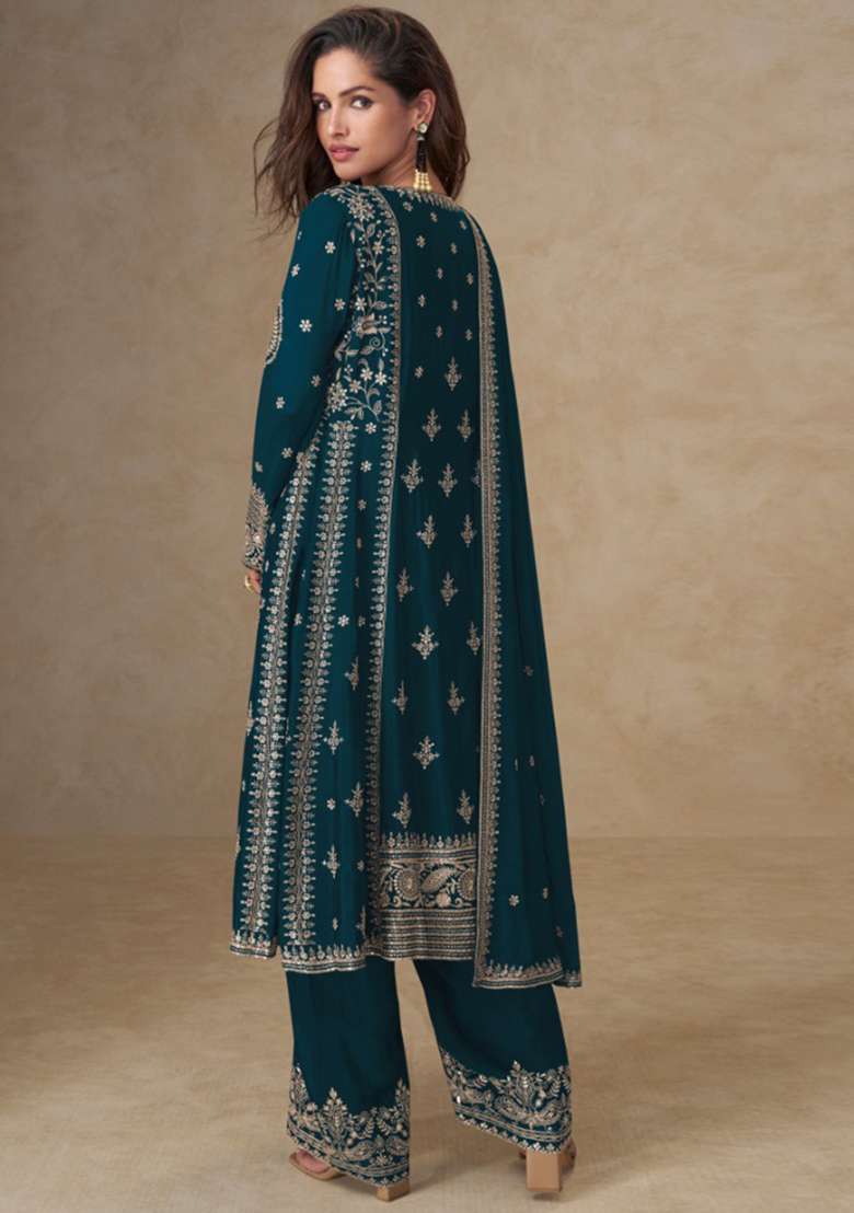 Rama Embroidery Chinon Salwar Suit Set - Indya
