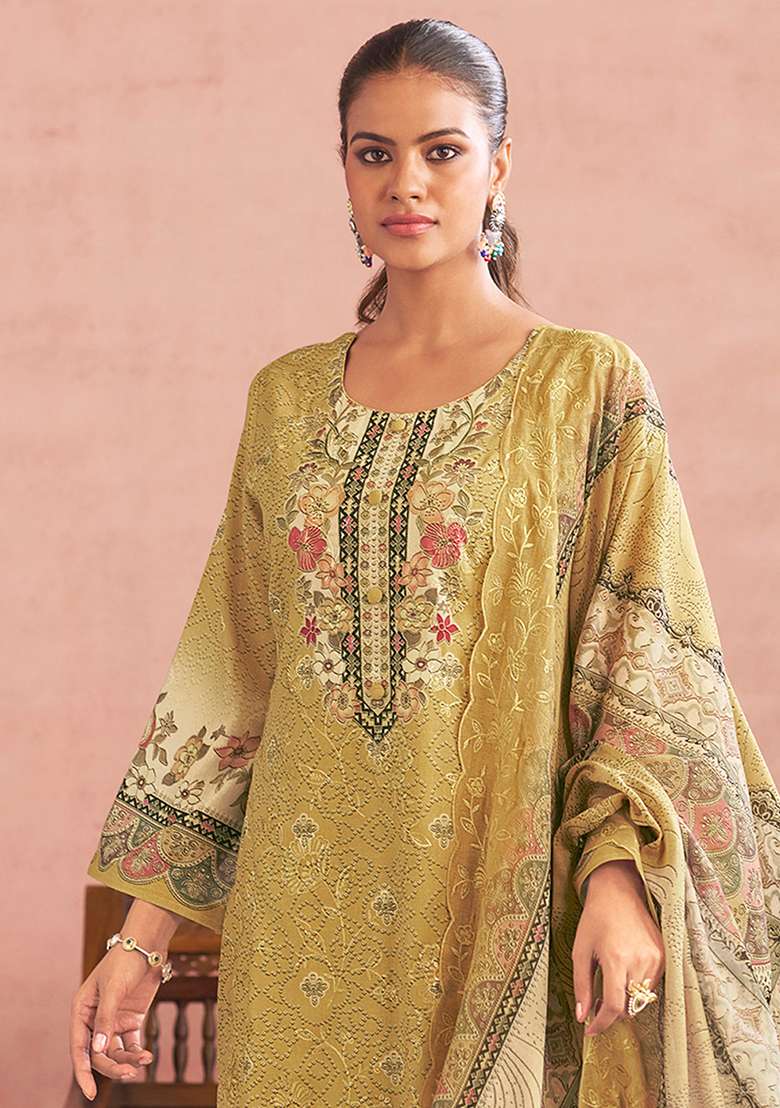 Yellow Printed Cotton Blend Kurta Set - Indya