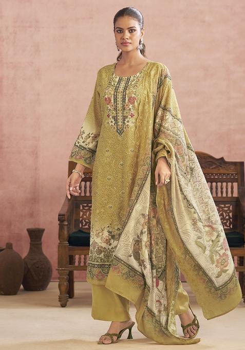 Yellow Printed Cotton Blend Kurta Set