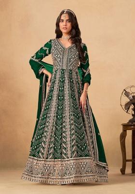 Green Embroidery Georgette Salwar Suit