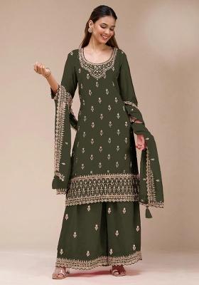 Mehendi Embroidery Georgette Salwar Suit
