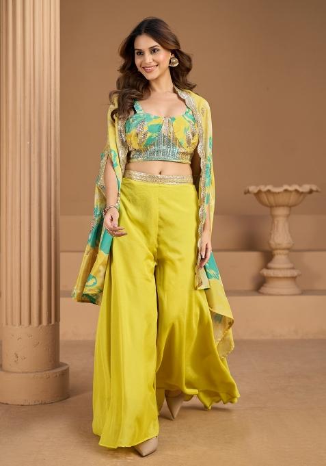 Parrot Green Printed Chinon Salwar Suit