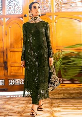 Mehendi Embroidery Georgette Kurta Set