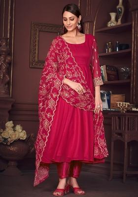 Pink Embroidery Georgette Kurta Set