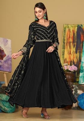 Black Embroidery Georgette Kurta Set