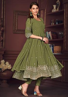 Light Green Embroidery Georgette Kurta Set