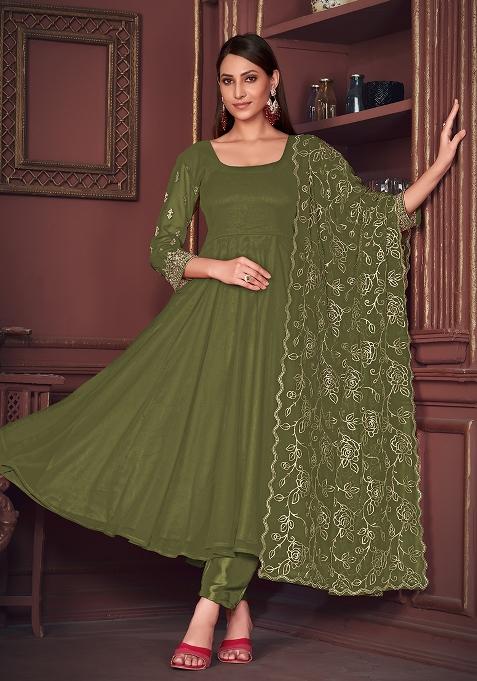 Light Green Embroidery Georgette Kurta Set