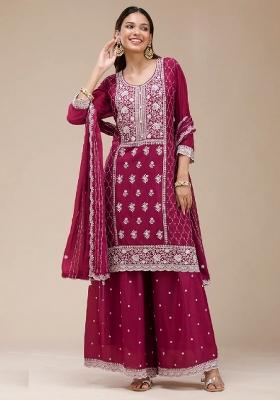 Rani Pink Embroidery Georgette Sharara Set