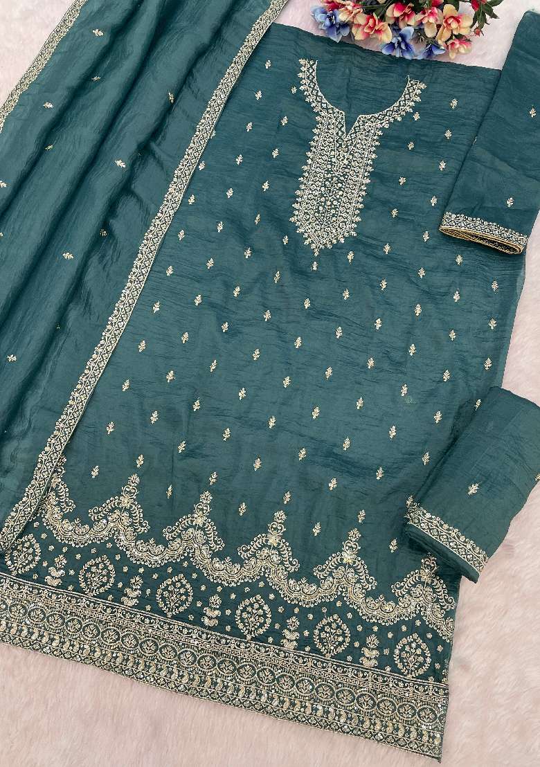 Wine Embroidered Gold Crush Sharara Set - Indya