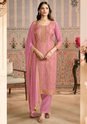 Light Pink Embroidery jacquard Kurta Set