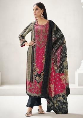 Magenta Printed Cotton Kurta Set