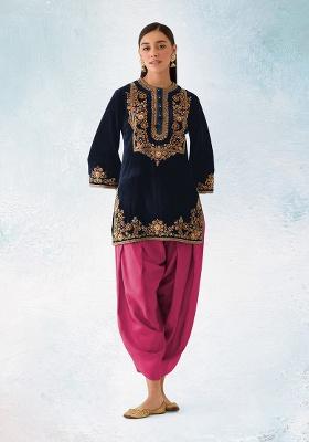 Black Embroidered Velvet Salwar Suit