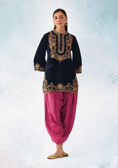 Black Embroidered Velvet Salwar Suit