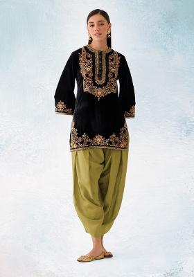 Black Embroidered Velvet Salwar Suit