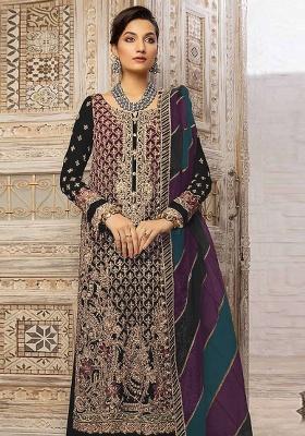 Black Embroidered Georgette Salwar Suit