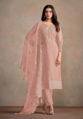 Pink Embroidered Organza Salwar Suit