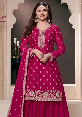 Pink Embroidered Silk Salwar Suit