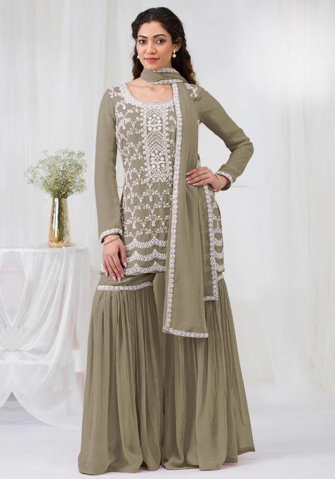 Mehendi Embroidery Georgette Salwar Suit