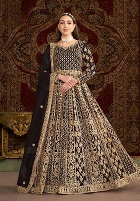 Black Embroidered Net Salwar Suit