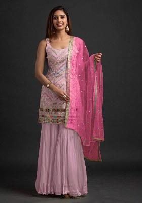 Baby Pink Embroidery Georgette Salwar Suit