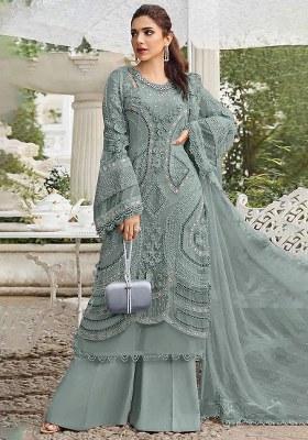 Sky Blue Embroidery Georgette Salwar Suit
