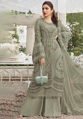 Mehendi Embroidery Georgette Salwar Suit