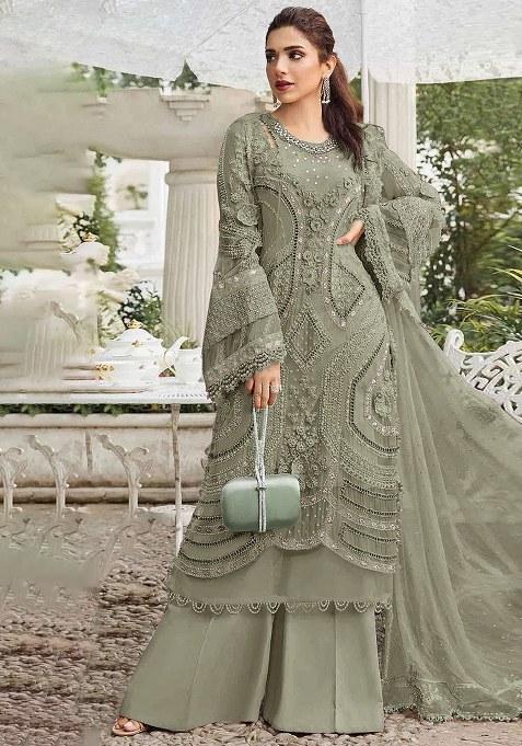Mehendi Embroidery Georgette Salwar Suit