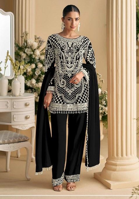 Black Embroidery Georgette Salwar Suit