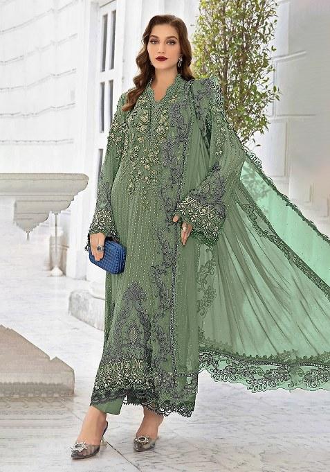 Mehendi Embroidery Georgette Salwar Suit