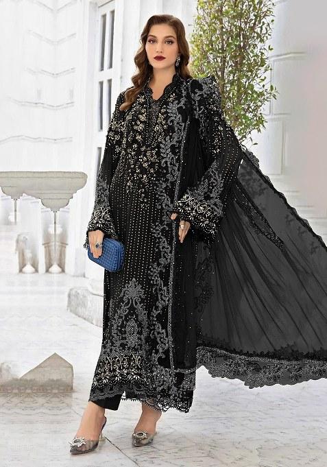 Black Embroidery Georgette Salwar Suit