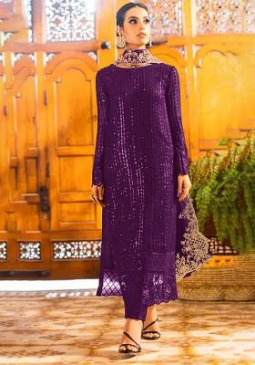 Violet Embroidery Georgette Salwar Suit