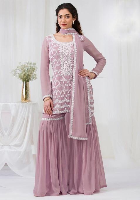 Pink Embroidery Georgette Salwar Suit
