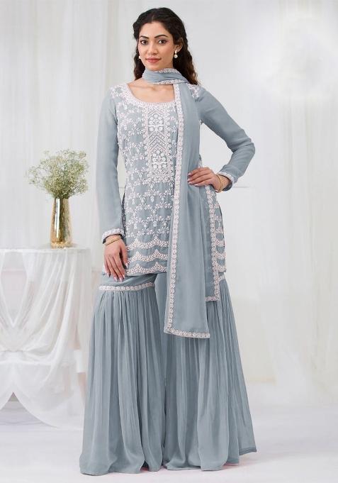 Sky blue Embroidery Georgette Salwar Suit