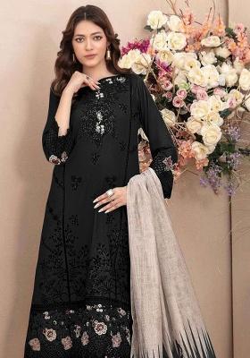 Black Embroidery Cotton Kurta Set