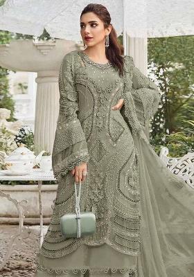 Mehendi Embroidery Georgette Kurta Set